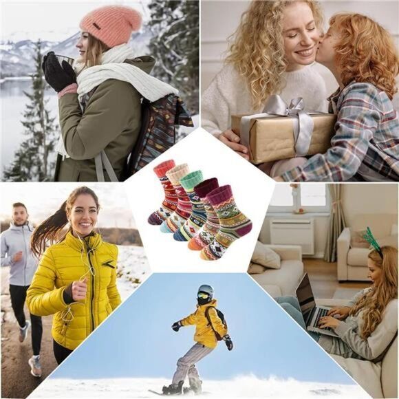 Womens Winter Socks Gift Box Thick Wool Socks Soft Warm‎ Christmas Gift Ladies - Picture 14 of 14